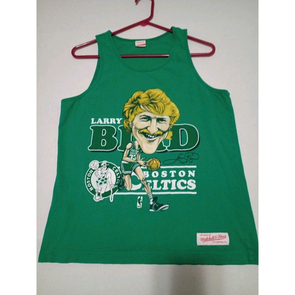 Mitchell & Ness Larry Bird Caricature Green Small Tank Top NBA Boston Celtics